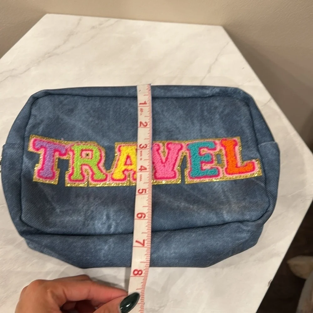 🌸3/$20 Demin Travel Pouch with Colorful Lettering🌸